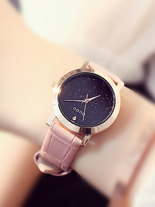 pink 2018 GUOU Brand Simple Numberless Watch