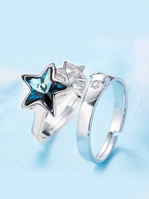 blue Five-point Star Shaped Couple Ring