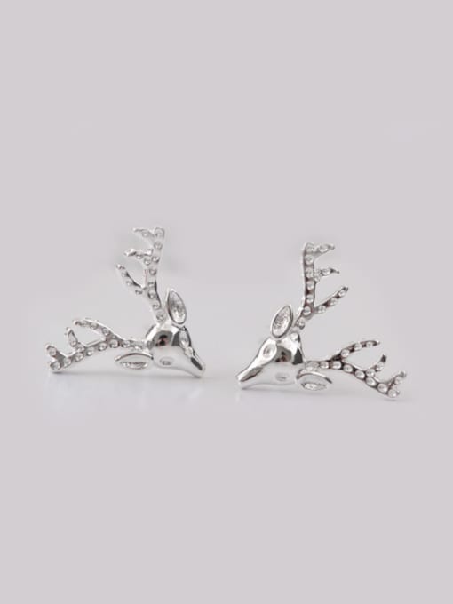 SILVER MI Lovely Deer Head-shape Christmas Stud cuff earring