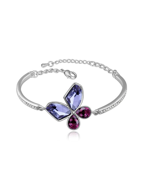 purple Simple austrian Crystals Flowery Alloy Bangle