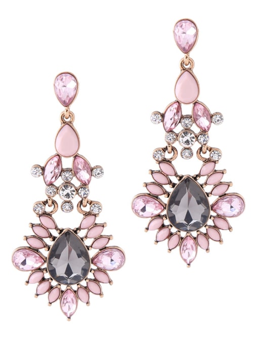 KM Leave-shape Pink Color Fashion Drop Earrings 0