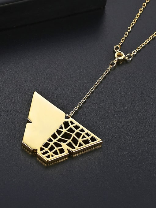BLING SU Copper With Gold Plated Simplistic Hollow Geometric Necklaces 2