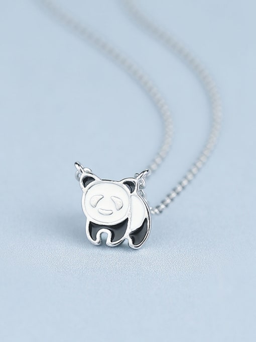 One Silver Cute Panda Necklace 4