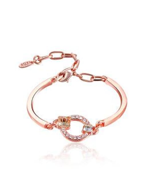 Rose Gold Adjustable Length Oval Shaped Zircon Bracelet