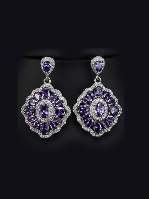 Purple Fashion Flower Drop Chandelier earring