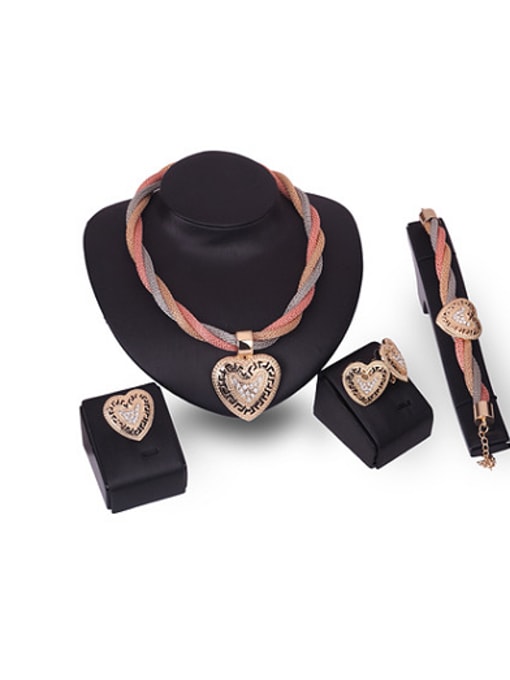 BESTIE 2018 Alloy Imitation-gold Plated Fashion Heart-shaped Four Pieces Jewelry Set 0