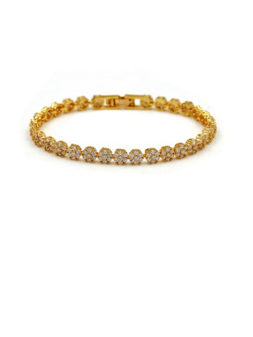 Champagne gold Copper With Cubic Zirconia  Delicate Round Bracelets