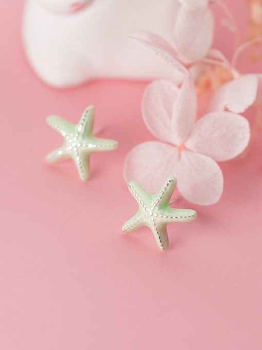Rosh 925 Sterling Silver With Platinum Plated Simplistic Star Stud Earrings 3