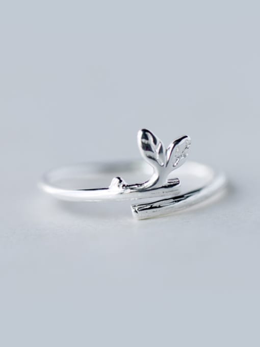 Rosh All-match Open Design Leaf Shaped S925 Silver Ring 1