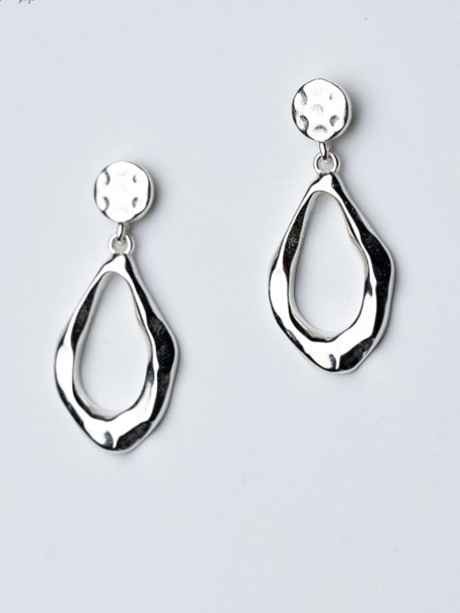 Rosh 925 Sterling Silver With Platinum Plated Simplistic Geometric Drop Earrings 1