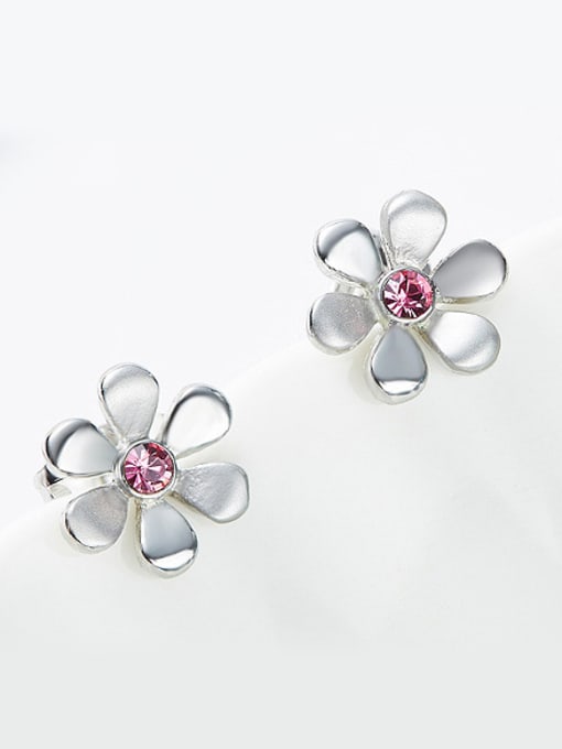 CEIDAI Simple Pink Zircon Stud Earrings 2