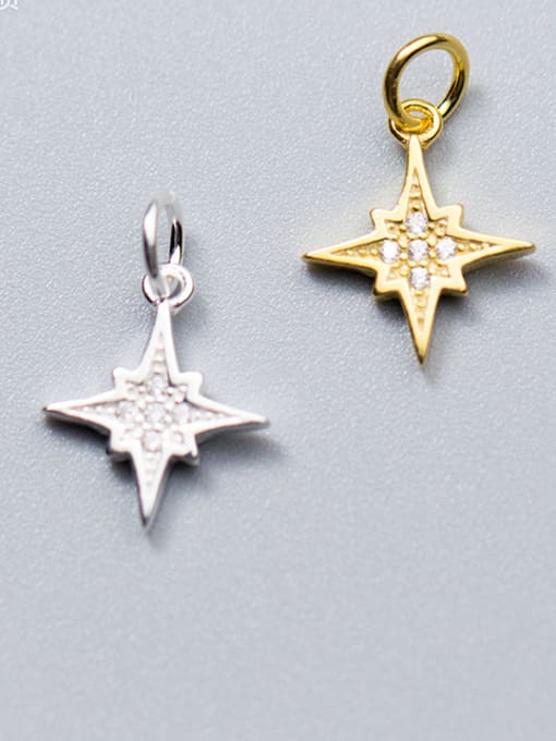 FAN 925 Sterling Silver With Gold Plated Simplistic Star Charms 0