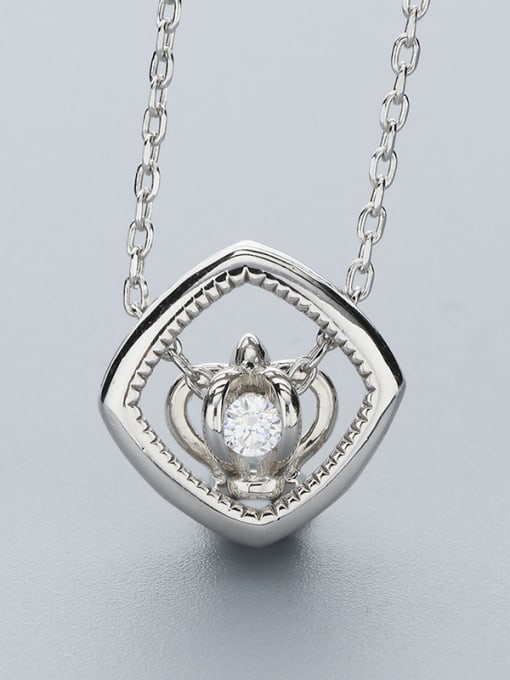 One Silver Crown Shaped Necklace