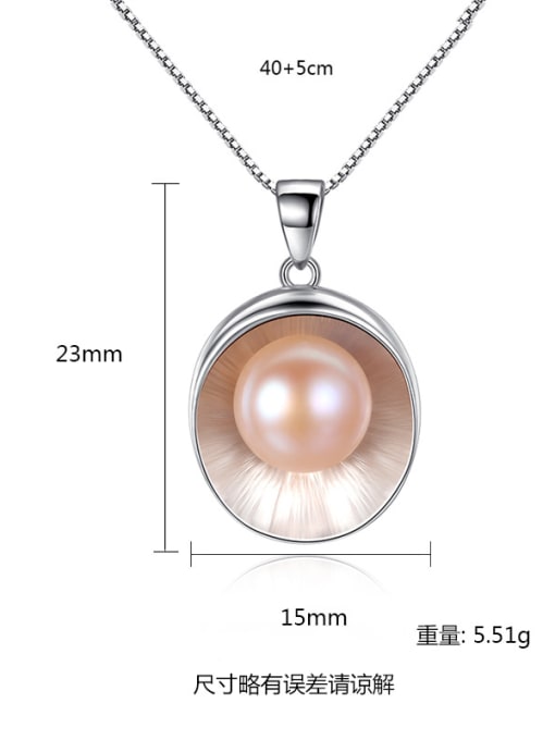CCUI Sterling Silver Natural Pearls with simple shell shape Necklace 3