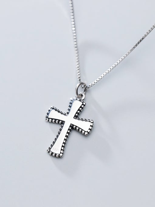 Rosh 925 Sterling Silver With Platinum Plated Simplistic Cross Pendants 2