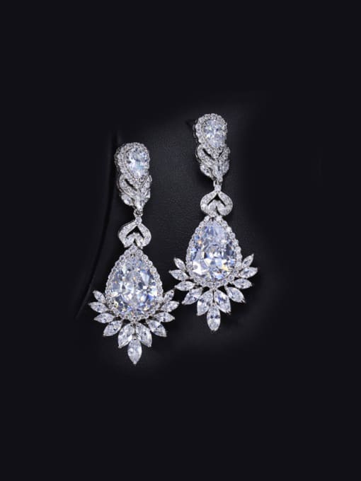White Water Drop Zircon Wedding Cluster earring