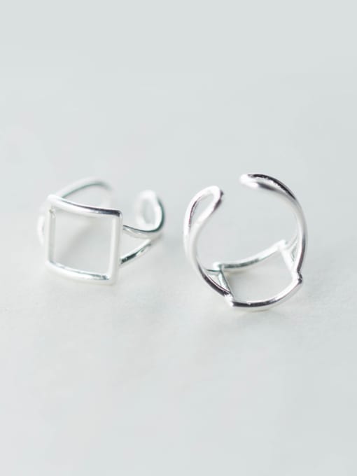 Rosh Fashion Hollow Square Shaped S925 Silver Clip On Earrings 1