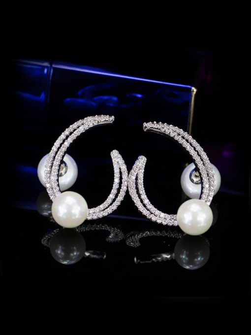 L.WIN Sweet Temperament Women's Pearl Chandelier earring 0