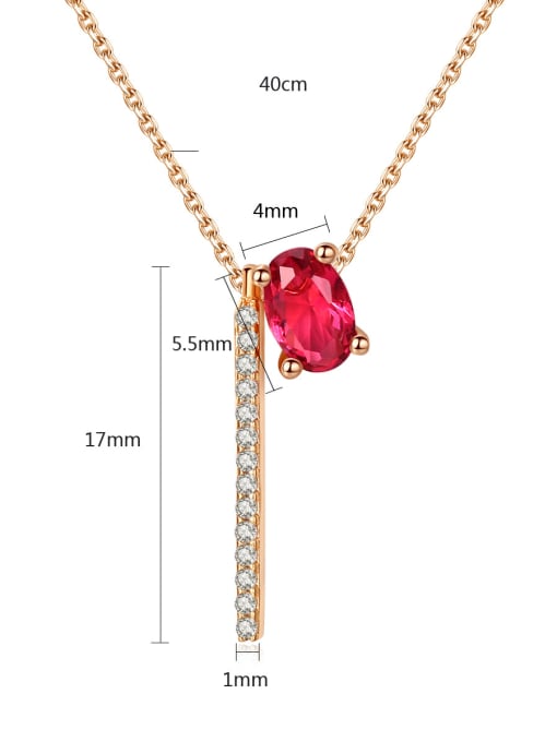 BLING SU Copper inlay AAA zircon red semi-precious stone fashion simple necklace 1