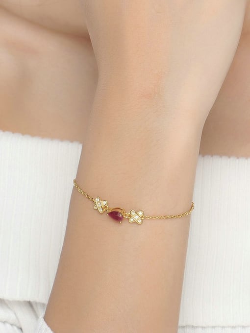 ZK Water Drop Cross Ruby Gold Plated Fashion Bracelet 1