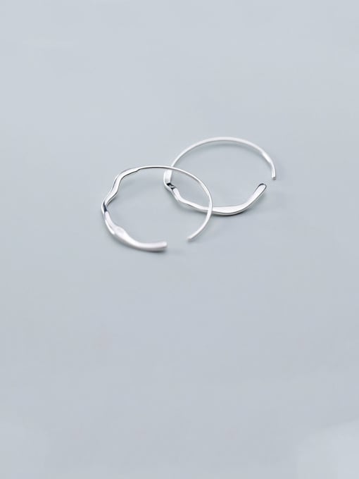 Rosh 925 Sterling Silver With White Gold Plated Simplistic Smooth Round Hoop Earrings 0