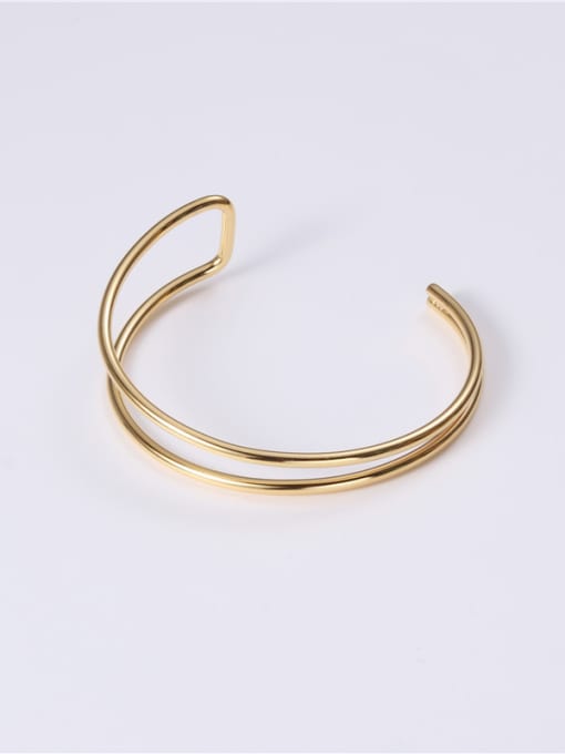 GROSE Titanium With Gold Plated Personality Geometric Free Size Bangles 3
