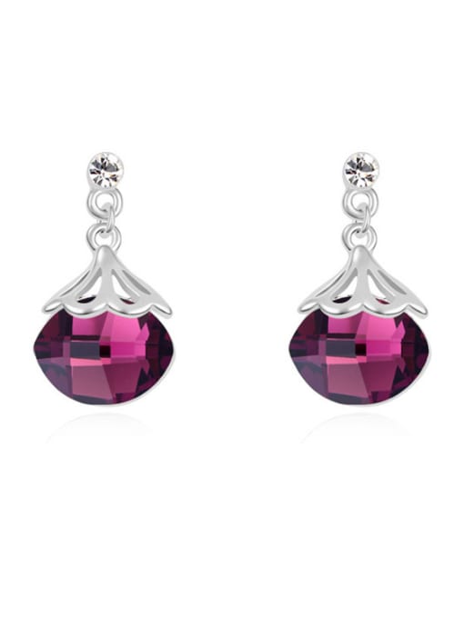 Purple Simple Oval austrian Crystals Alloy Earrings