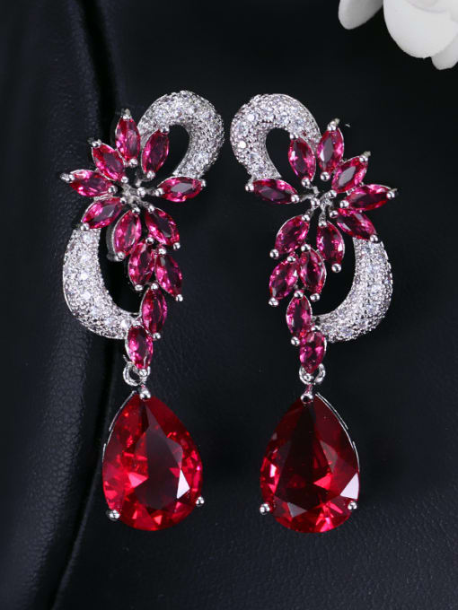 Red Luxury Noble Copper Cluster earring