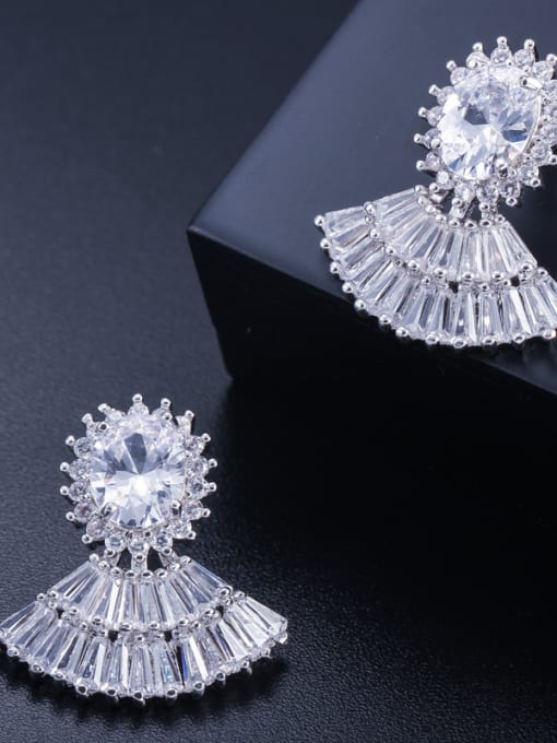 L.WIN E0215 new style, elegant fan earrings, tiny zircons, wild women 3