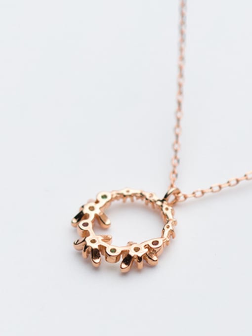 Rosh S925 Silver Necklace lady wind temperament sweet garland Necklace personality circle flower clavicle chain female D4213 1