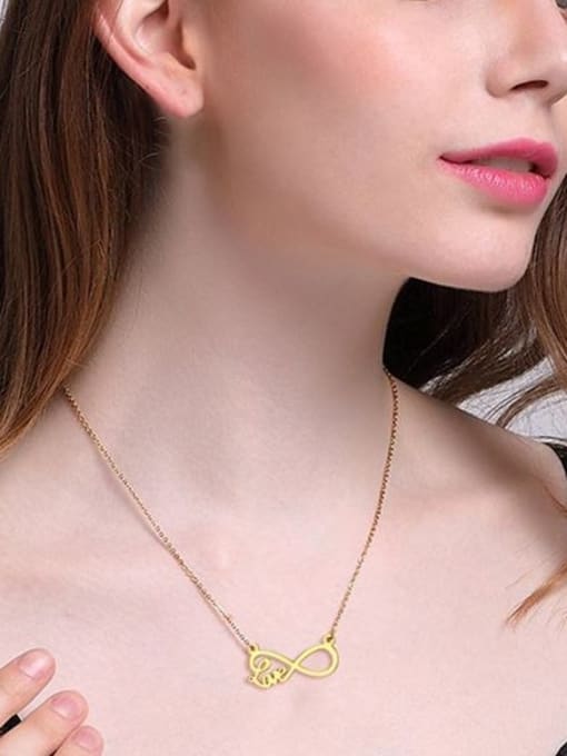CONG Temperament Gold Plated Figure Eight Shaped Titanium Necklace 1