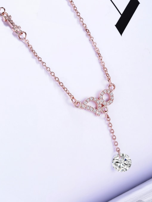 One Silver Letter Zircon Necklace 3