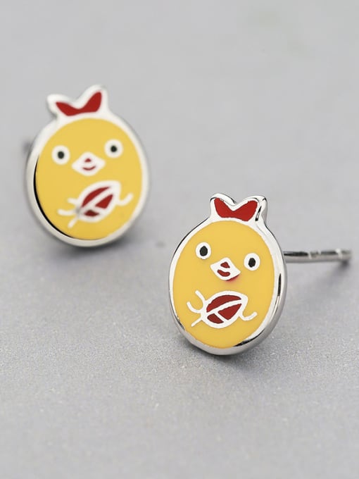 One Silver Personalized Little Chick 925 Silver Stud Earrings 0