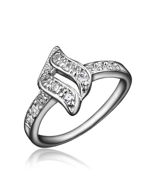 SANTIAGO Women Platinum Plated Geometric Shaped Zircon Ring 0