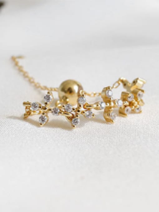 DAKA Personalized Tiny Cubic Zircon Flowery Silver Chain Ring 2