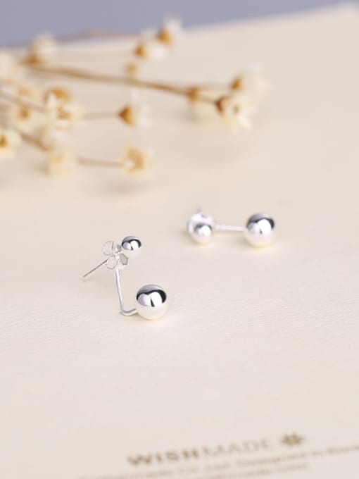White Personality 925 Silver Ball Shaped Earrings