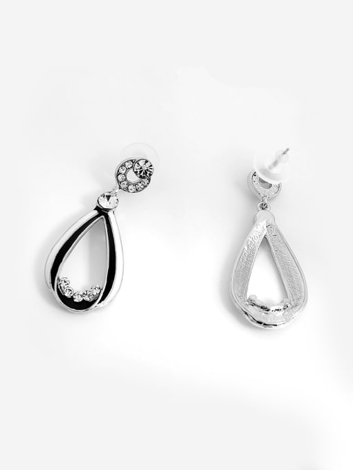 Black 925 Silver Water Drop Enamel Stud Earrings
