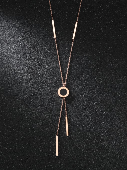 Open Sky Fashion Little Black Round Rose Gold Plated Sweater Chain 2