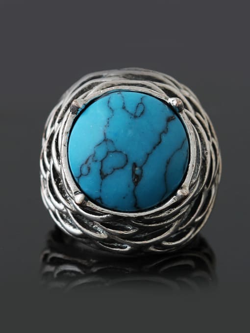 Wei Jia Retro style Round Turquoise stone Alloy Ring 0