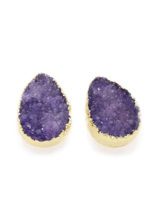 Purple Tiny Water Drop shaped Natural Crystal Stud Earrings