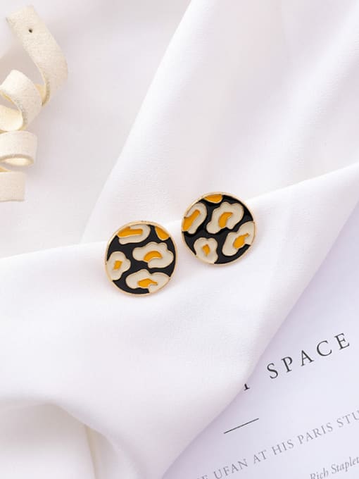 B Black leopard print (small circle) Alloy With Gold Plated Personality Classic Leopard Print Drop Earrings