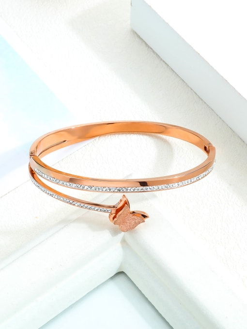 Open Sky Stainless Steel With Rose Gold Plated Simplistic Butterfly Bangles 4