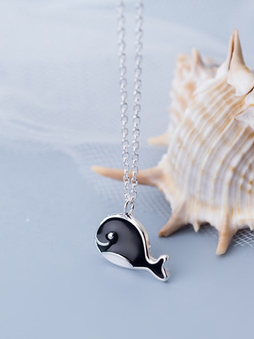 Rosh 925 Sterling Silver With Silver Plated Cute Whale Necklaces 0