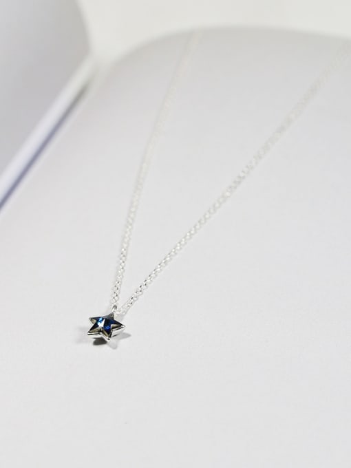 Peng Yuan Simple Blue Star Silver Necklace 2