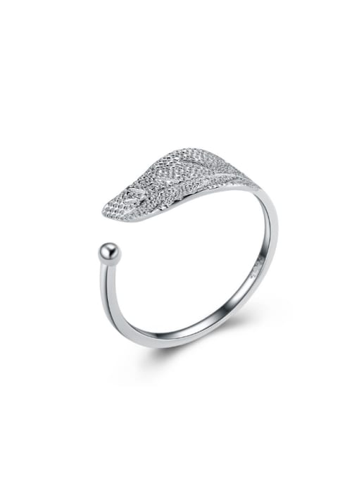 kwan Leaf  Matte Silver Simple Fashion Opening Ring 0