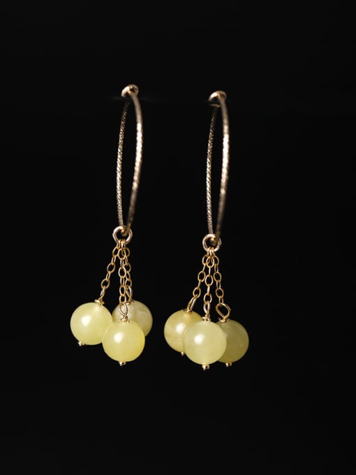 SILVER MI Fashion Natural Yellow stones 925 Silver Earrings 0
