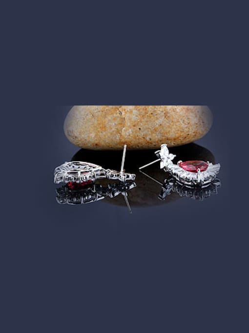 Qing Xing European And American Luxury Dinner Zircon Stud Cluster earring 2