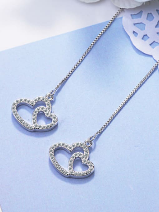 Rosh Fashion Imitation Pearl Zirconias Heart Line Earrings 2