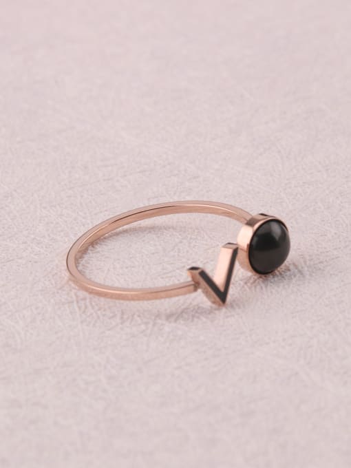 GROSE Black Agate V Shaped Opening Ring 0