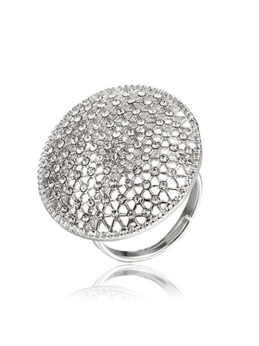 SANTIAGO Adjustable Platinum Plated Net Design Zircon Ring 0